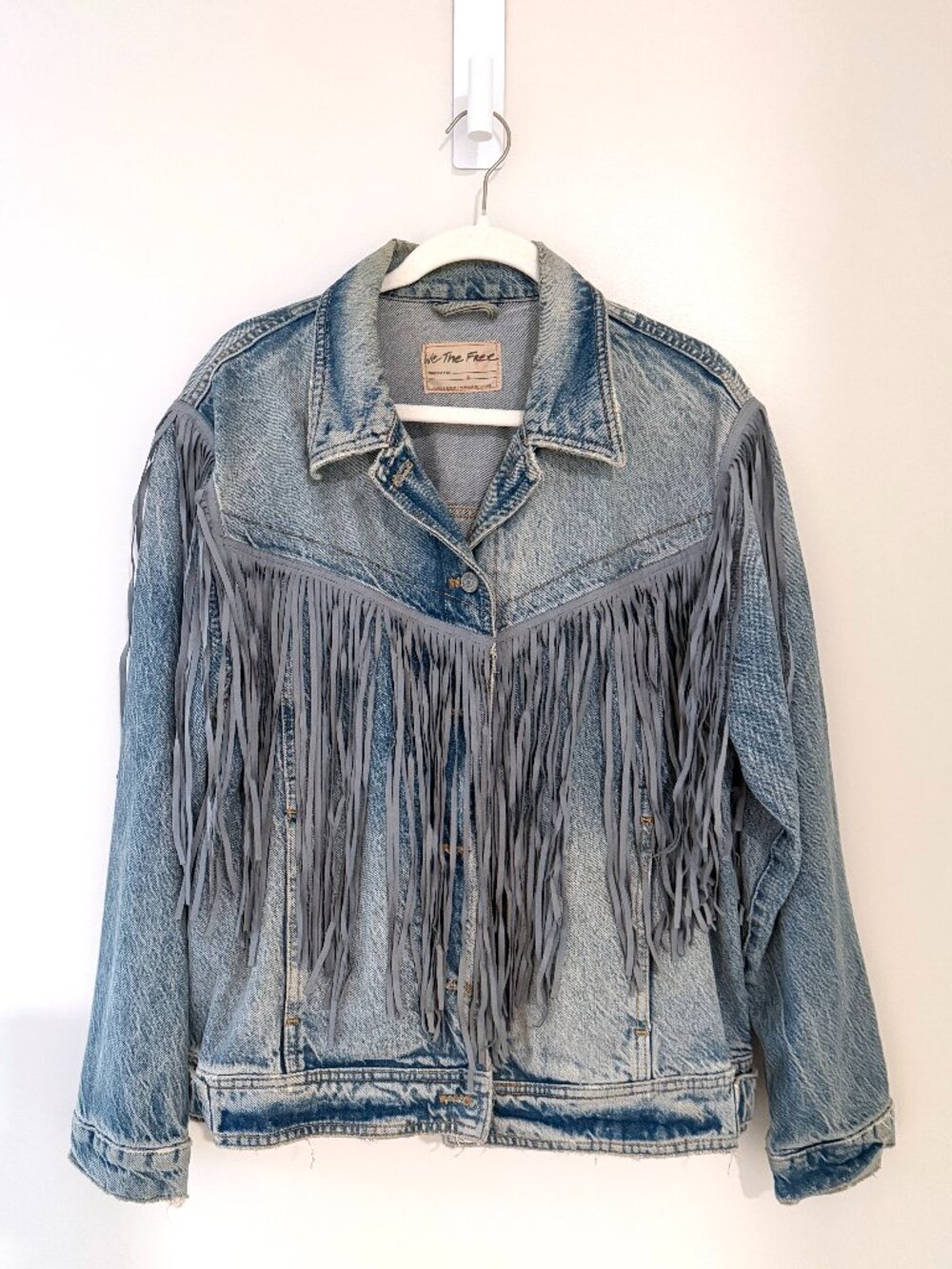 We The Free After Hours Fringe Denim Trucker Jacket